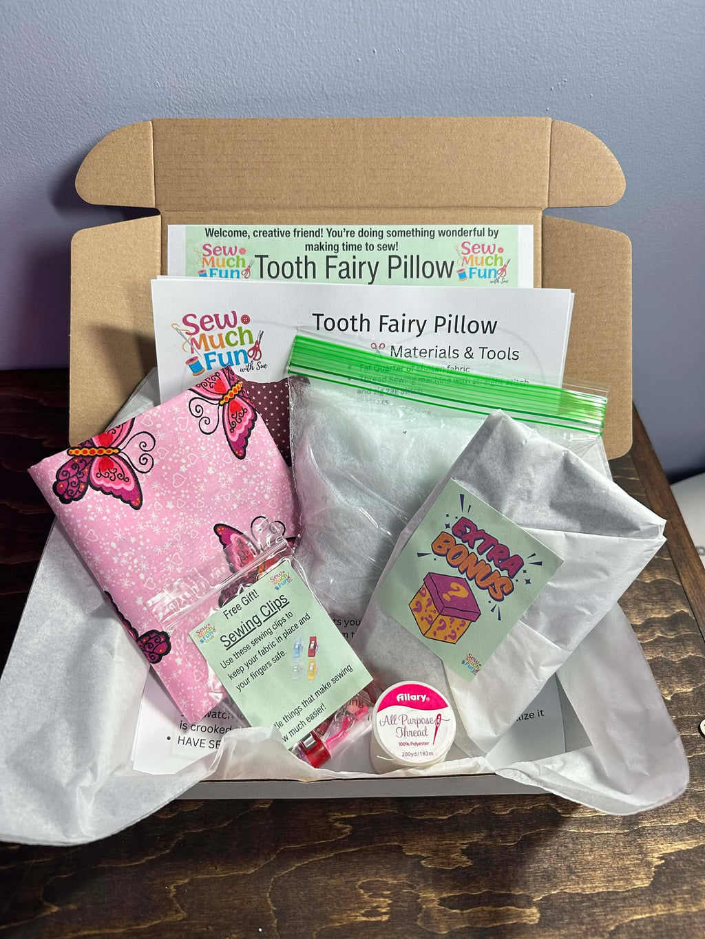 Beginner Sewing Kit – Tooth Fairy Pillow Project for Kids | Butterfly Fabric