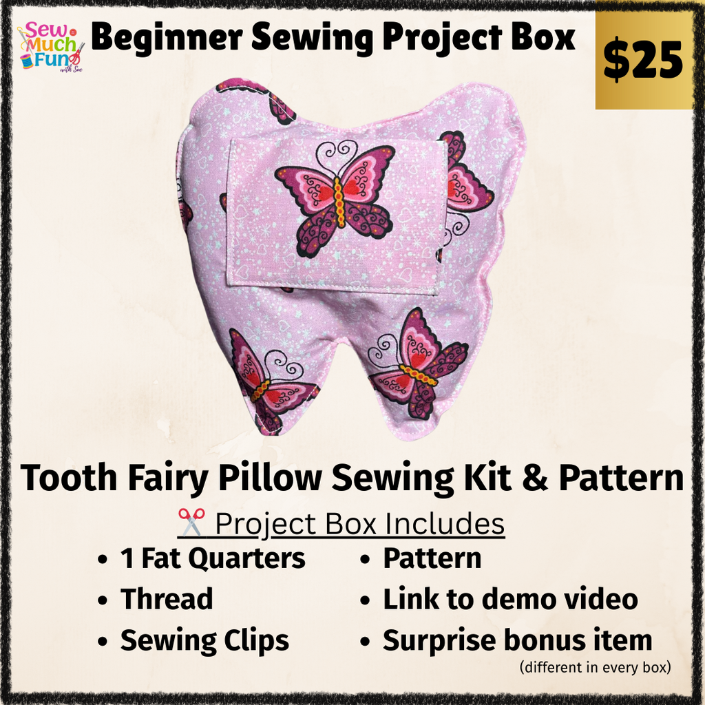 Beginner Sewing Kit – Tooth Fairy Pillow Project for Kids | Butterfly Fabric