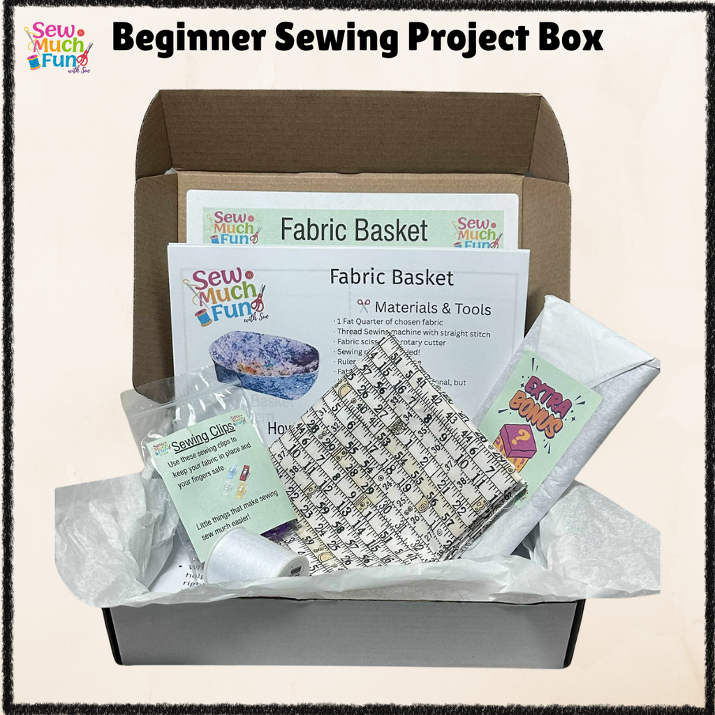 Beginner Sewing Kit – Tape Measure Fabric Basket Project with Thread, Pattern & Tutorial