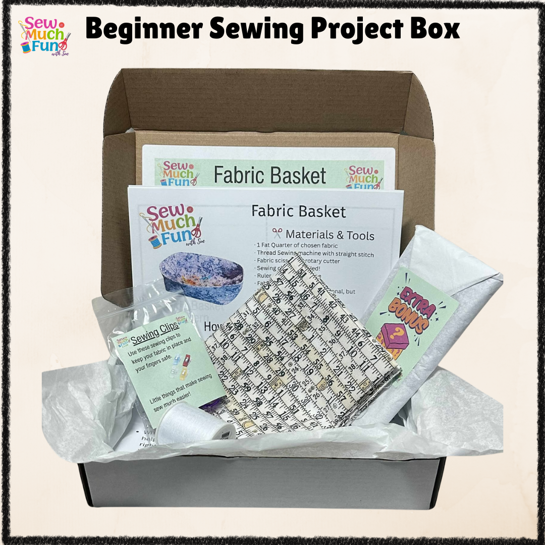 Beginner Sewing Kit – Tape Measure Fabric Basket Project with Thread, Pattern & Tutorial