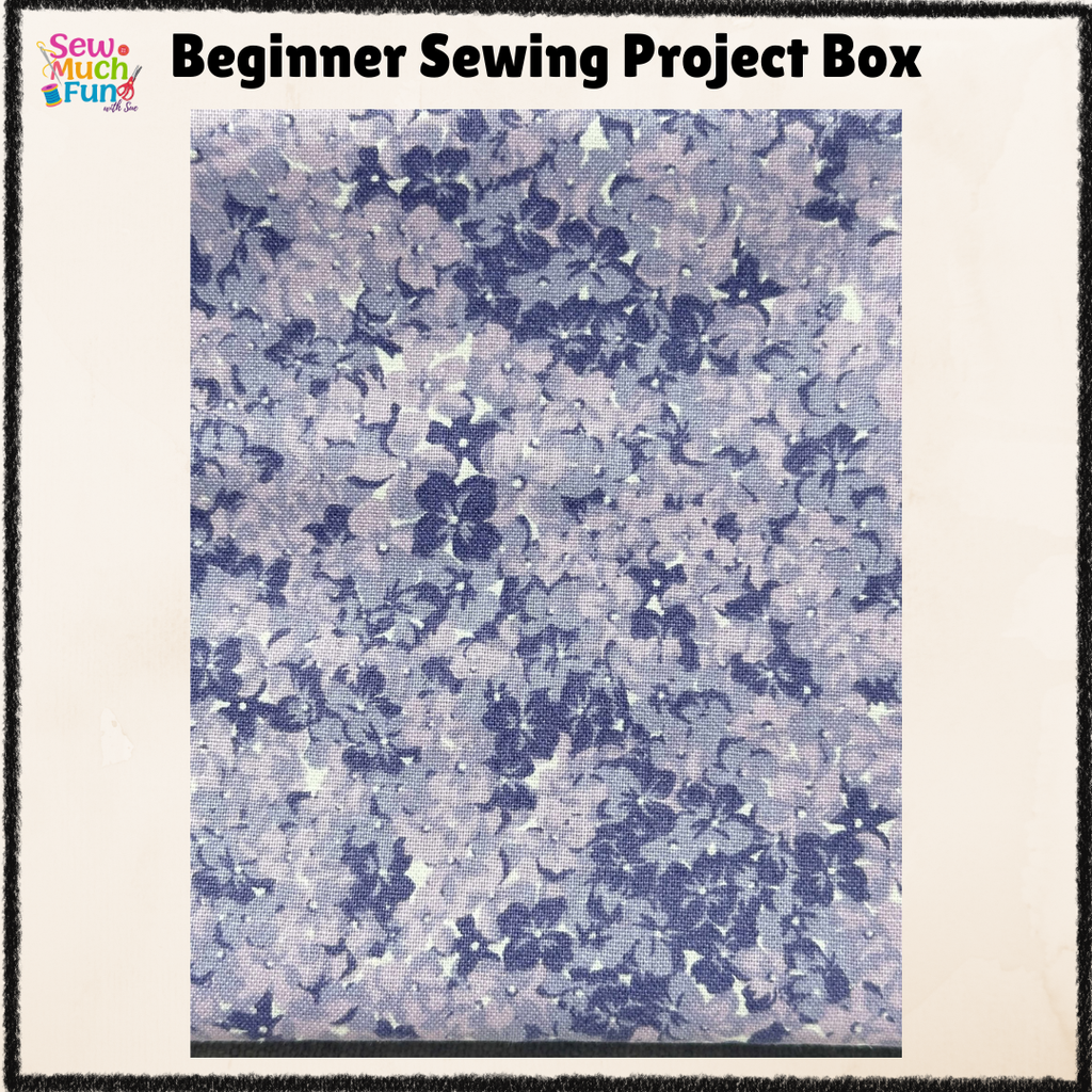 Beginner Sewing Kit – Fabric Basket Project with Purple Flower Fabric, Thread & Pattern