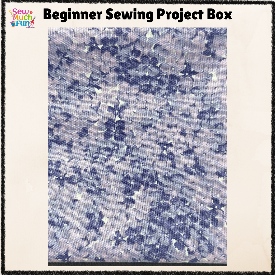 Beginner Sewing Kit – Fabric Basket Project with Purple Flower Fabric, Thread & Pattern