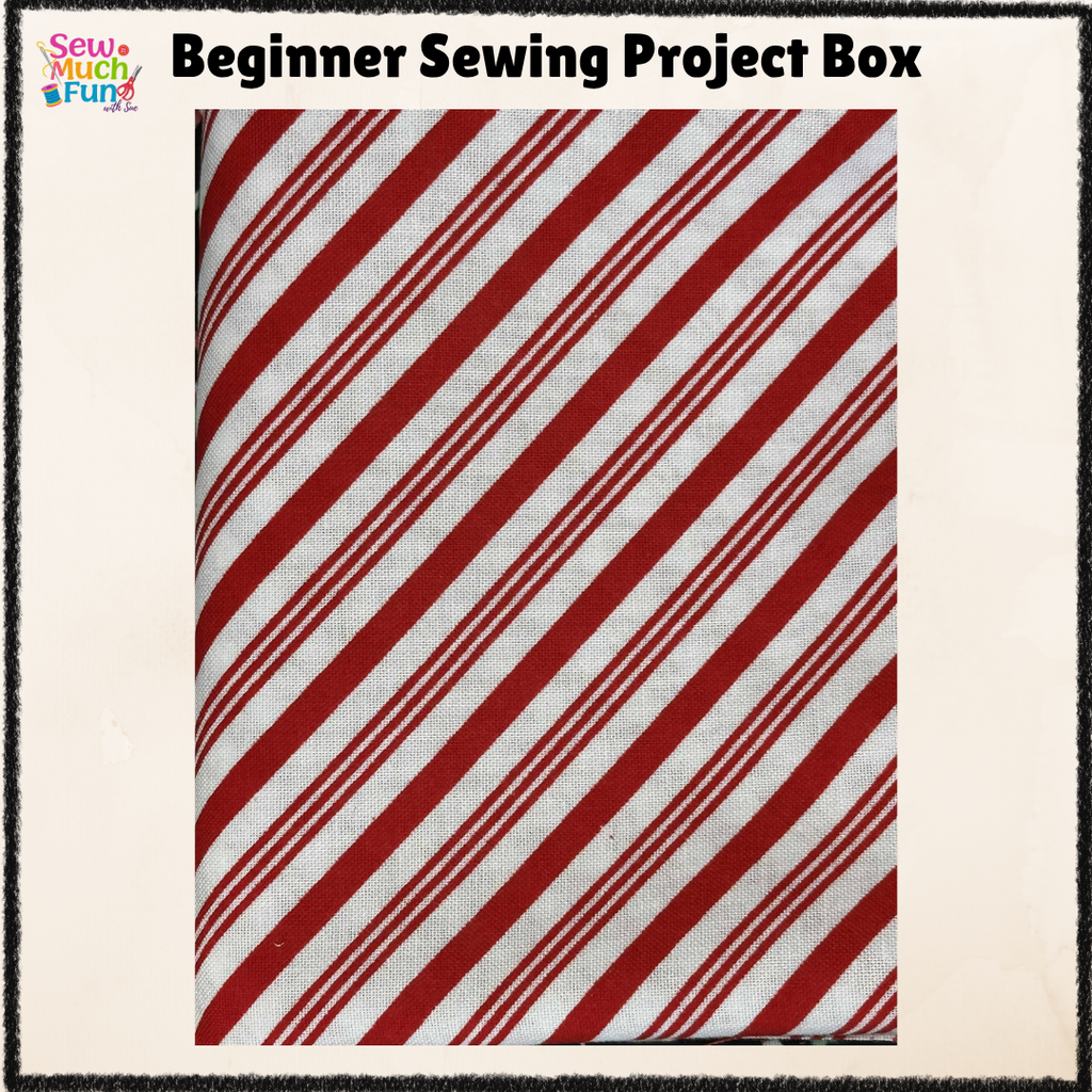Mini Christmas Stocking Sewing Kit – Black Candy Cane Fabric with Red & White Stripe Lining for Beginners & Beyond