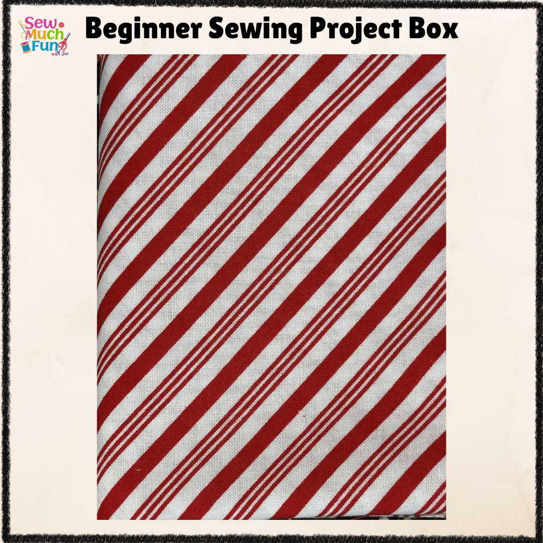 Mini Christmas Stocking Sewing Kit – Black Candy Cane Fabric with Red & White Stripe Lining for Beginners & Beyond